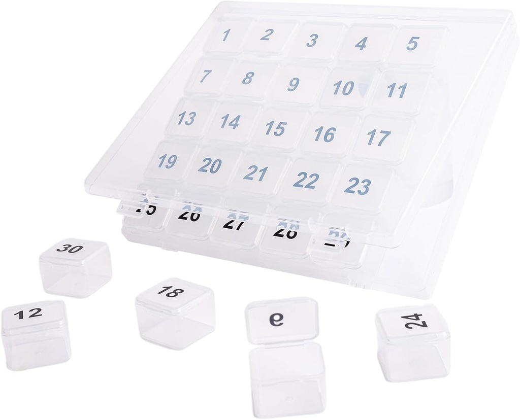 30 Day Pill Organizer, Portabel Pill Squeze to Open, Large Once a Day for Travel, Monthly for Vitamin, Medicine, Suplemen (Clear)