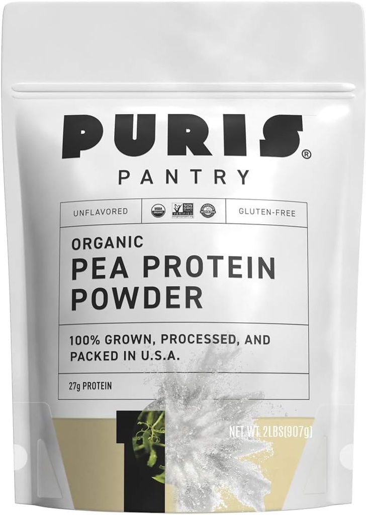 Powder Organik Pea Organik, 100% Terbuat di Amerika Serikat, 2 LB Tak berselera, Organik Tersertifikasi, Vegan, Gluten Bebas, Bebas Dairy, Non GMO, Pembangkit, Keto, BCAA (2 Pound (Paket 12), Unsumited)