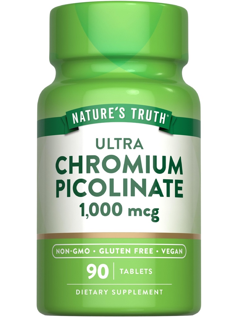 Nature 's Truth Ultra Chromium Picolinate 1000mcg 124; 90 Tablet Dally 124; Vegan, Non-GMO & Gluten Free Supplemen
