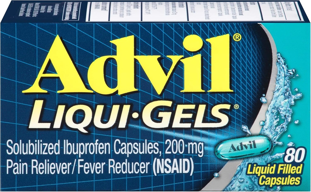 Advil Pain Reliever / Fever Reducer, 200mg Solubilized Ibuprofen (80- Count Liqui- Gel Capsules, Pack of 2)