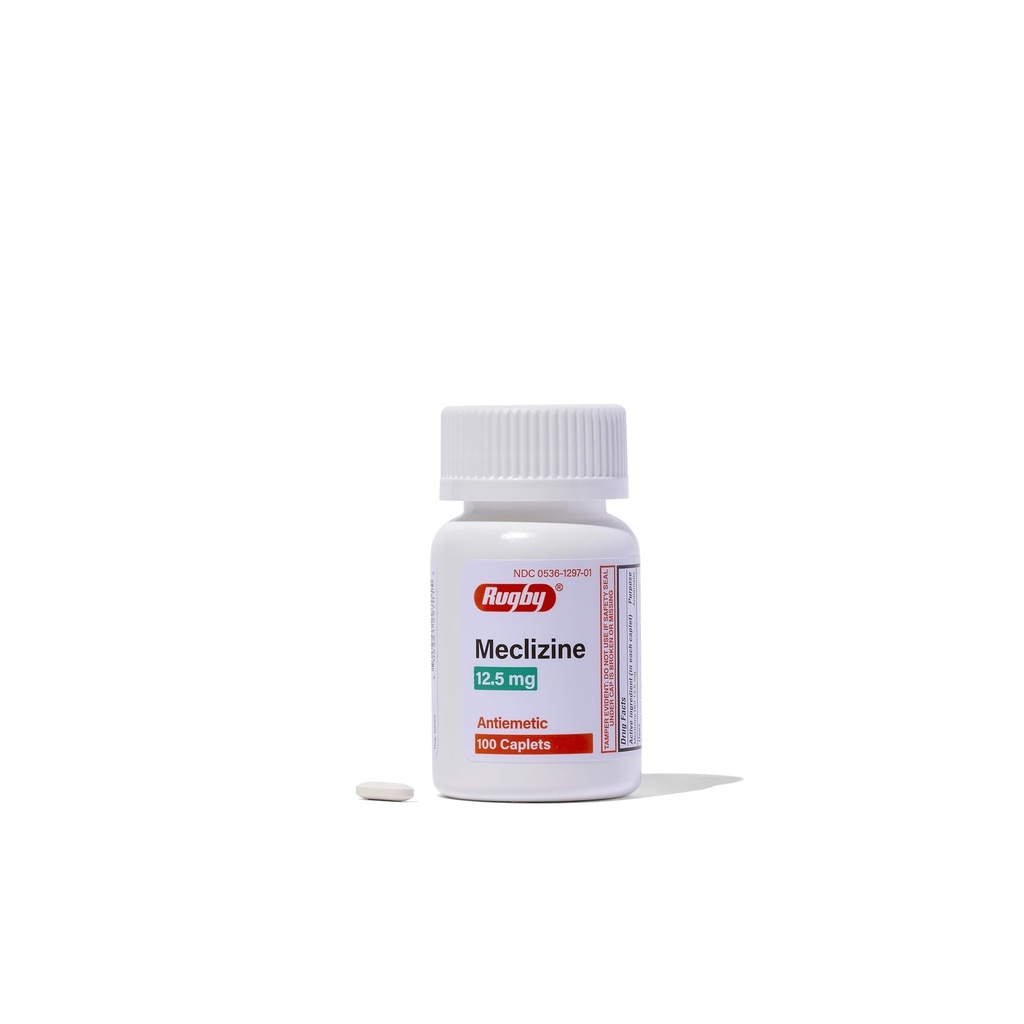 Rugby Mecklizine 12.5mg Caplets - Antiemetic Motion Sickness Symptom Relief - 100 Count