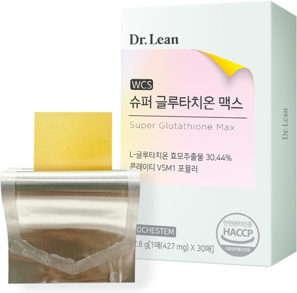 Dr. Lean Super Glutathione Max - 427mg Tinggi Potency Strips with Milk Thistle, Collagen & Hyaluronic Acid 124; Fast-Melt ODF, Antioksidant, Skin & Liver Dukungan, K- Beauty, Dibuat di Korea (30 Strips)