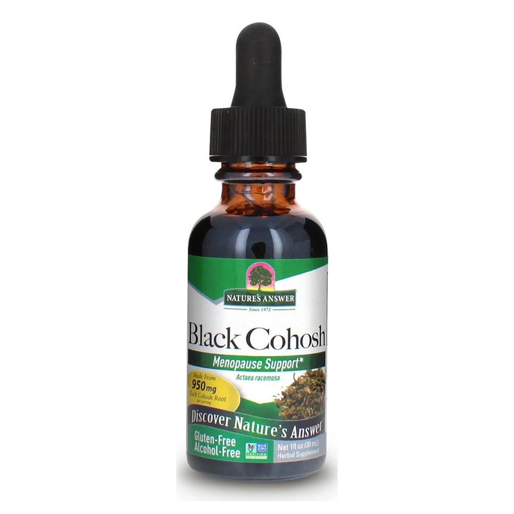 Nature 's Respon Organic Free Black Cohosh Extract 1 Ounce for Menopause Support - Kosher, Gluten- Free Menopause Hot Flashes - Suplemen untuk Perempuan, Amerika Serikat Dibuat