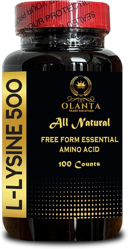 L-LYSINE 500 - Formulir Bebas Amino Acids, Kompleks L Lysine, Dukungan Ammune, Suplemen Kesehatan Lip & Skin, Dukung Peraturan Hormone, Persediaan L- 1 Botol 100 Negara