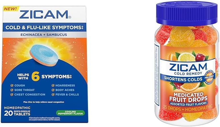 Zicam Cold & Flu 20 tablet buah menjatuhkan 25 Count Cold Shortening Homeopathic Zinc Medicines