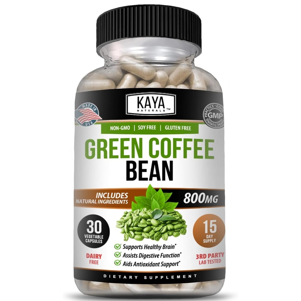 Kaya migrals Green Coffee Bean Extract - Non- GMO, Gluten- Free Suplemen (30 Cacah 1)