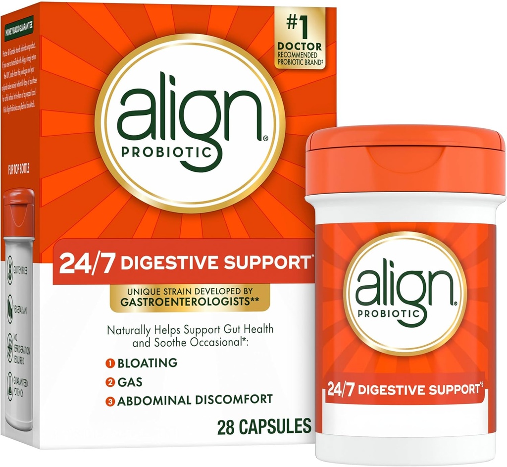 Align Probiotik, Probiotic Supplemen Kesehatan Digetical Harian, 28 kapsul, # 1 Rekomendasi Probiosis oleh Gastroenterologists (Packing May Vary)