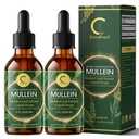 (2 Pack) Mullein Drops for Lungs - High Potency Mullein Extract for Lung Detox & Cleanse, Dukung untuk Repiratory, Imune, Sistem Digetro, Natural Mullein Liquid Tincture, Non-GMO, 4 FL OZ