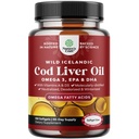 Islandia Wild Caught Cod Liver Softgels - Fish Omega 3, EPA, DHA, Vitamin D & A, 100mg Per Serving - Burpless Capsules for Heart, Gabungan, Brain & Imune Dukungan - 100 Count
