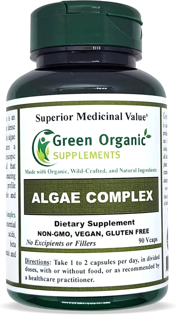 Alga, Fucoidan, Blue Green Algae, Kelp, Bladderwrack, Chlorella, Spirulina, Irlandia Moss, Dulse, 90 VCaps, High Absorbable, Non-GMO, Gluten- Free (Single)