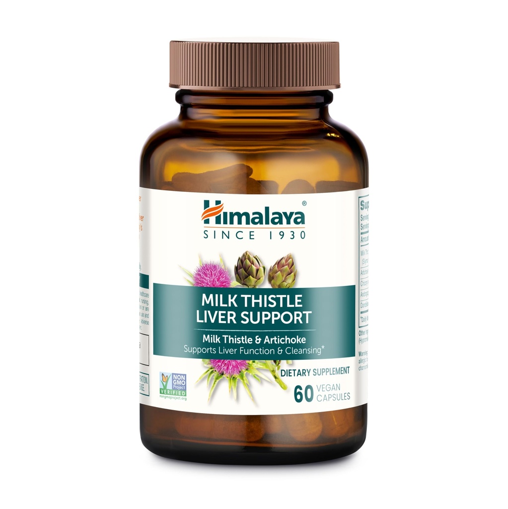 Himalaya Milk Thistle Liver Dukungan - dengan Chicory, Andrographis, Dandelion, dan Silymarin untuk Liver Cleanse, Detox dan Fungsi - Vegan, Non-Gluten Free, 350 mg, 60 Capsules