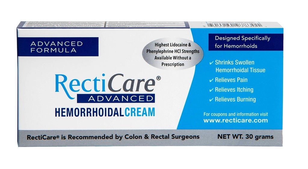 Reconticare Advanced Heembehoidal Cream: Advanced Treatment to Shrink & Soothe Heembehoids - Itch, Pain, Burn Relief - 30g Heemperhoidal Cream with Lidocaine