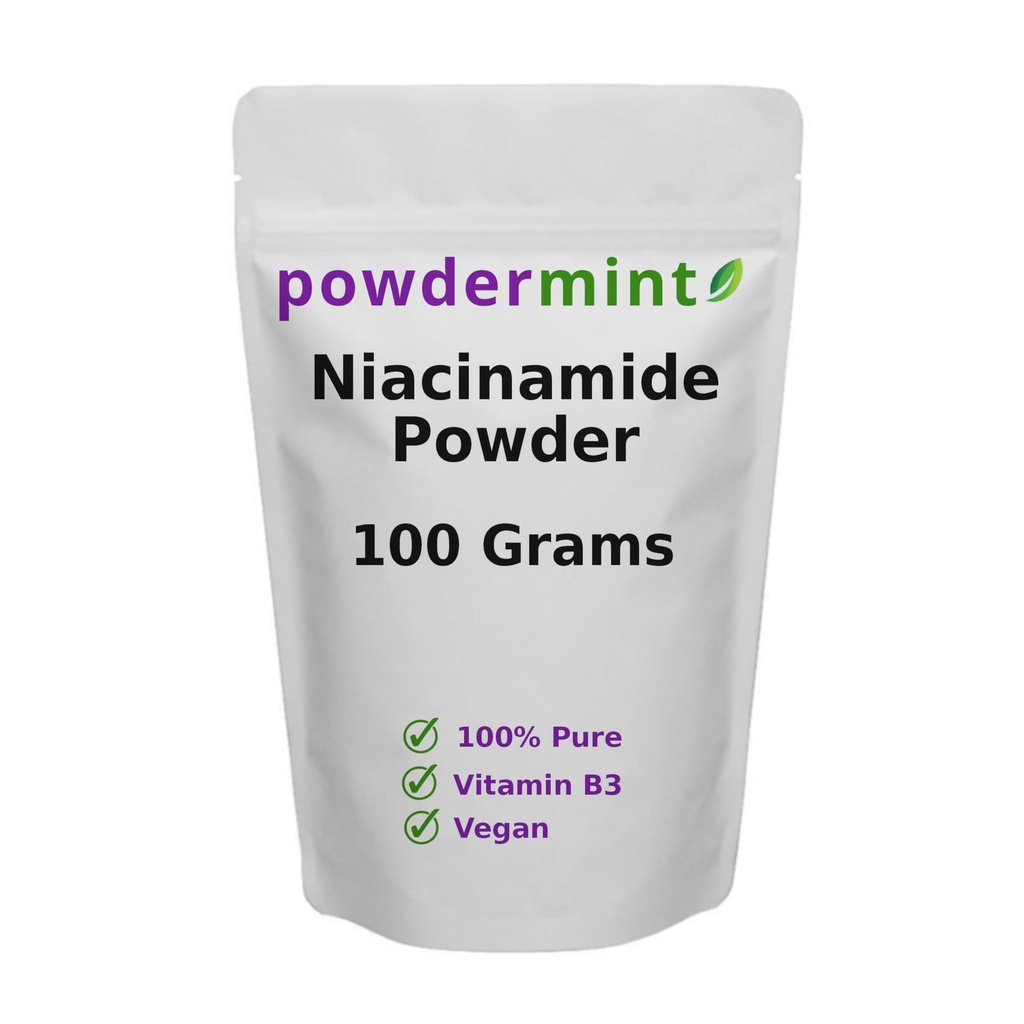 Powder Niacinamide (Vitamin B3) Powder Niacin murni 500 mg Flush- Free Suplemen (100 Grams)