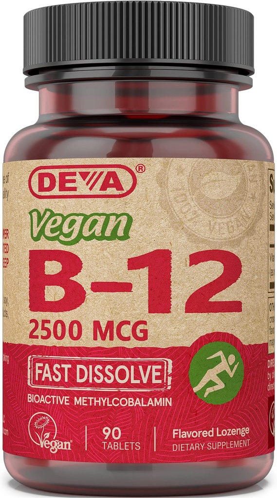 Vegan Nuclesis DEVA Sublinual Cepat Dissolve B-12 Tablet, 2500 mcg, 90 Count