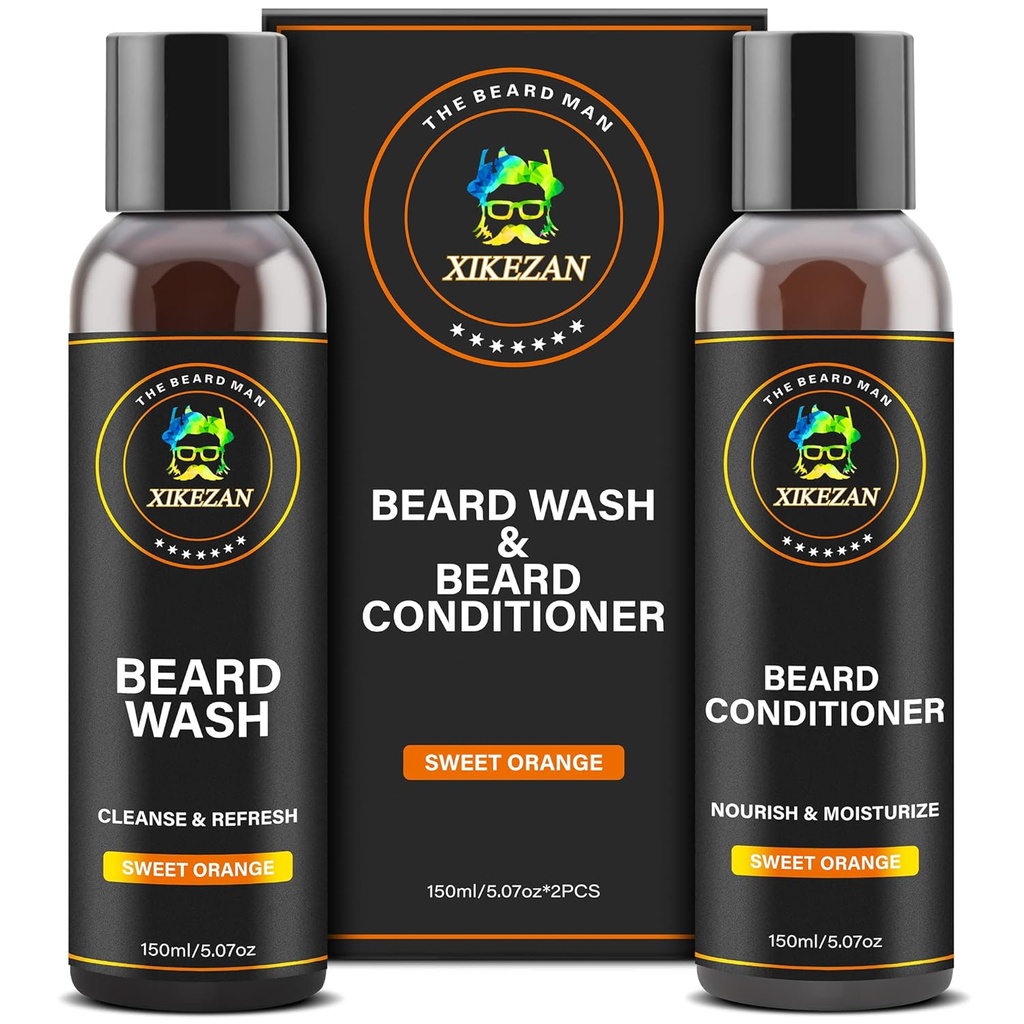 XIKEZAN Jenggot & Kondisioner Kondisioner Natural Softtener Set w / Argan & Joba Oils Smooths & Strengths Natal Menghentikan Stucking Stuffers Hadiah Hari Ayah untuk Pria-Nya Suami Ayah