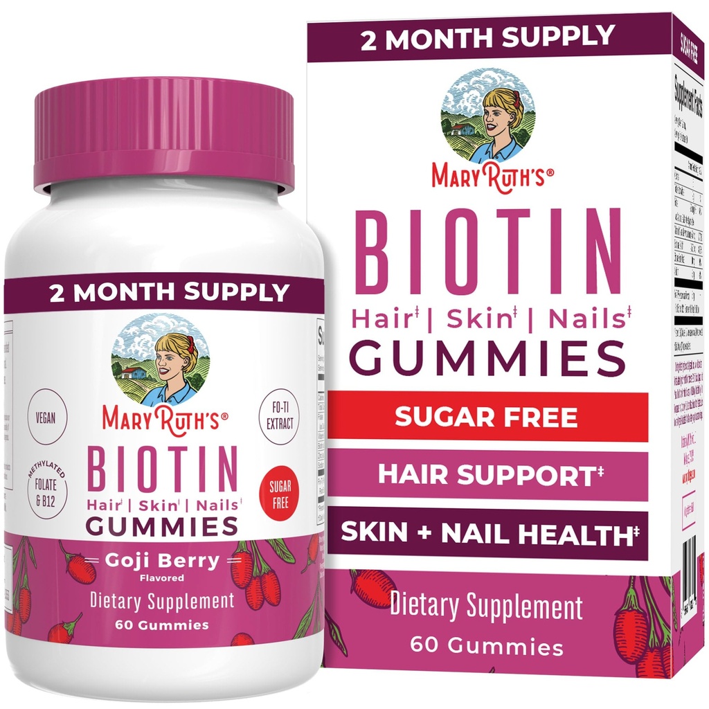 MaryRuth Organics Biotin Gummies 124; Gula Bebas 124; Vegan 124; None-GMO 124; 2.500 mcg Biotin Suplemen 12.4; Rambut Skin dan Nails Vitamin 124;