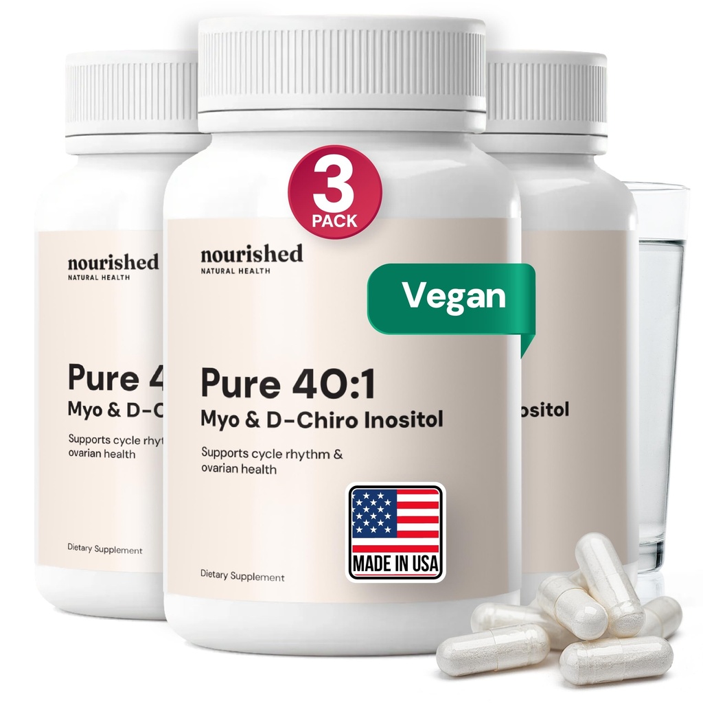 Noshed 40: 1 Myo-inositol & D-Chiro Inositol - Suplemen Perempuan dengan Fertility, Kesehatan Skin, atau System Menstrual Cycle Symporics - Hormone keseimbangan bagi Perempuan - 360 Capsules