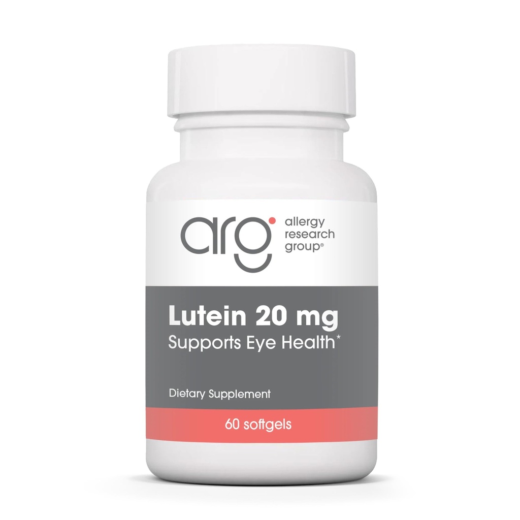 Alergy Research Group Lutein Suplement - Eye Vitamin, 20mg Lutein dan Dalxanthin for Eyes, Eye Health, Sight Care, Softgels - 60 Count