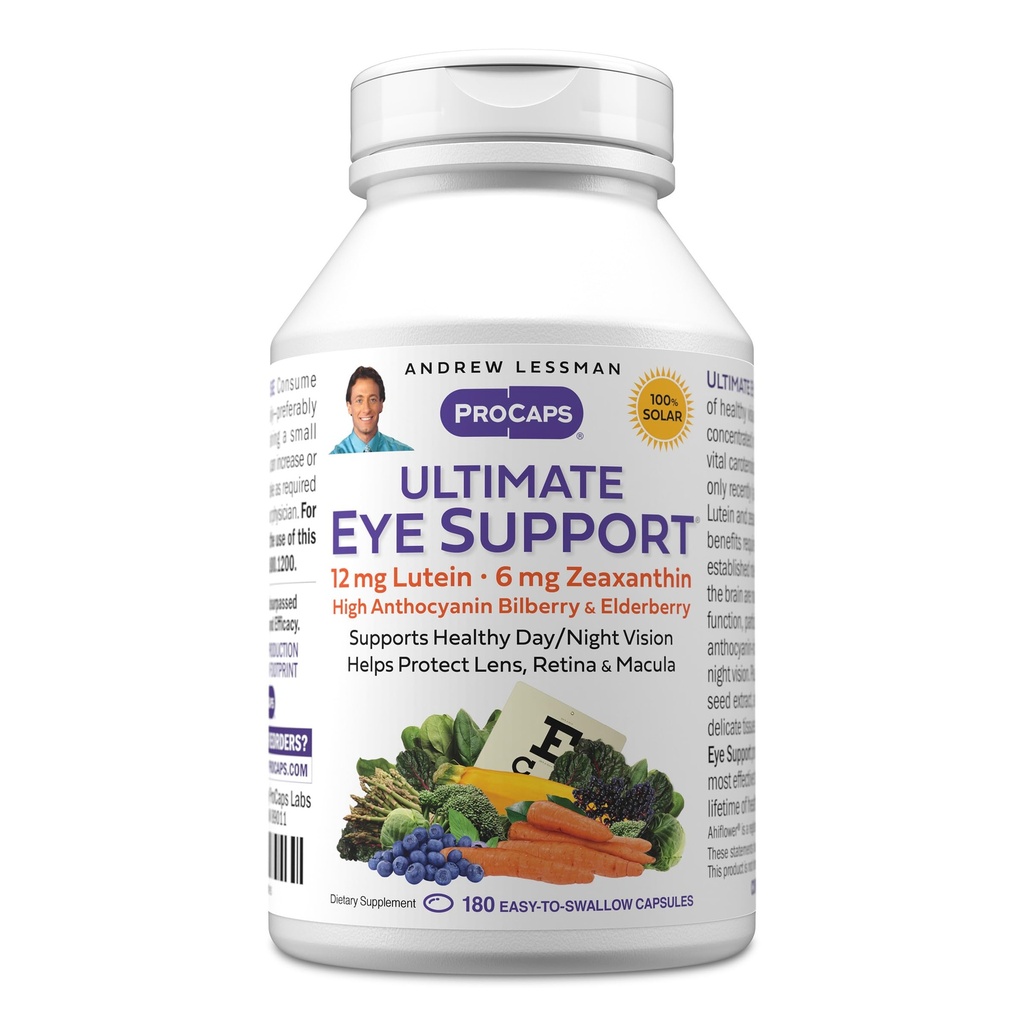 ANDREW LESSMAN Ultimate Eye Dukungan 180 Softgels - 12mg Lutein, 6mg Dalxanthin, Bilberry, Nutrients Key untuk Mendukung Kesehatan Mata dan Vision Sehat Provenious. Tidak ada Addonist. Mudah untuk Swallow Softgels