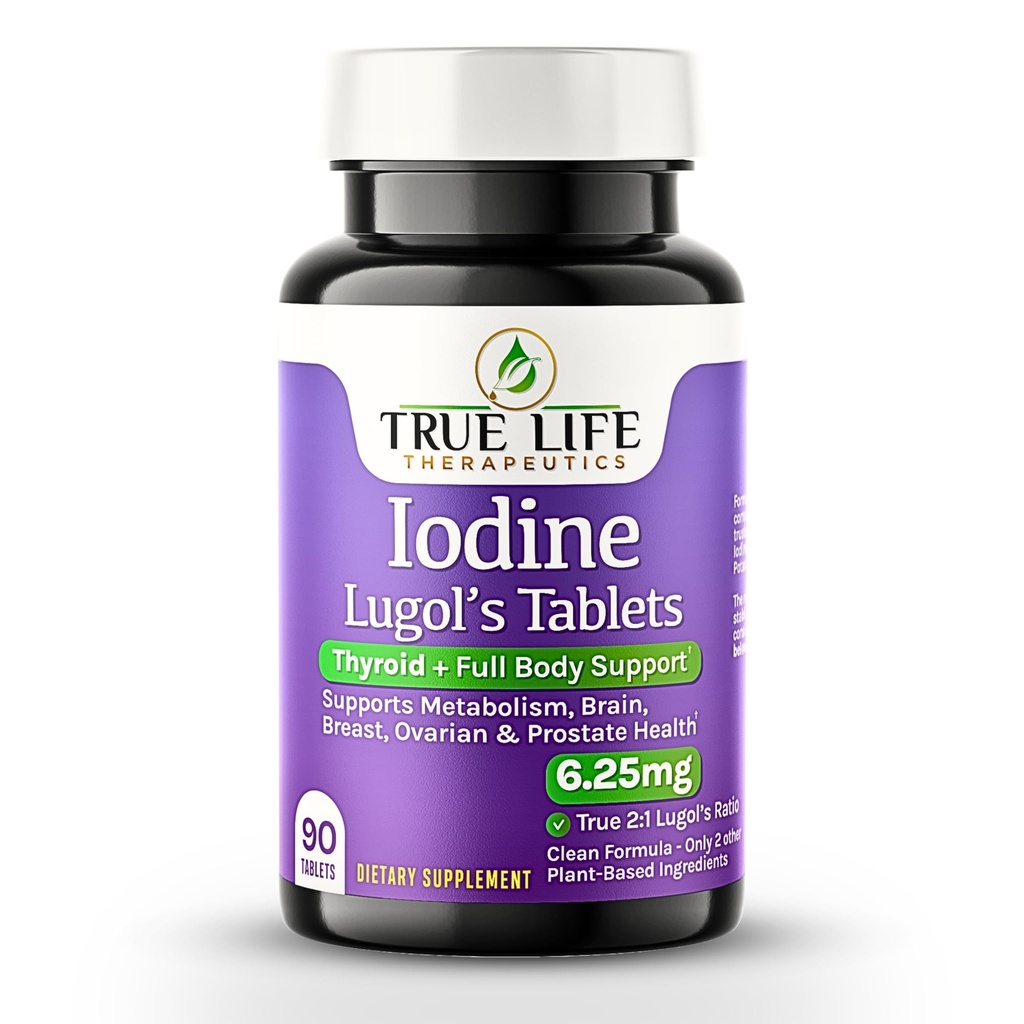 Tablet Iodin Lugol 6.25mg - Precise- Dose Thyroid & Energy Support - No Harsh Liquid, Stabil Potasium Iodide Supplemen - 90 Ct, Non-GMO, No Preservations
