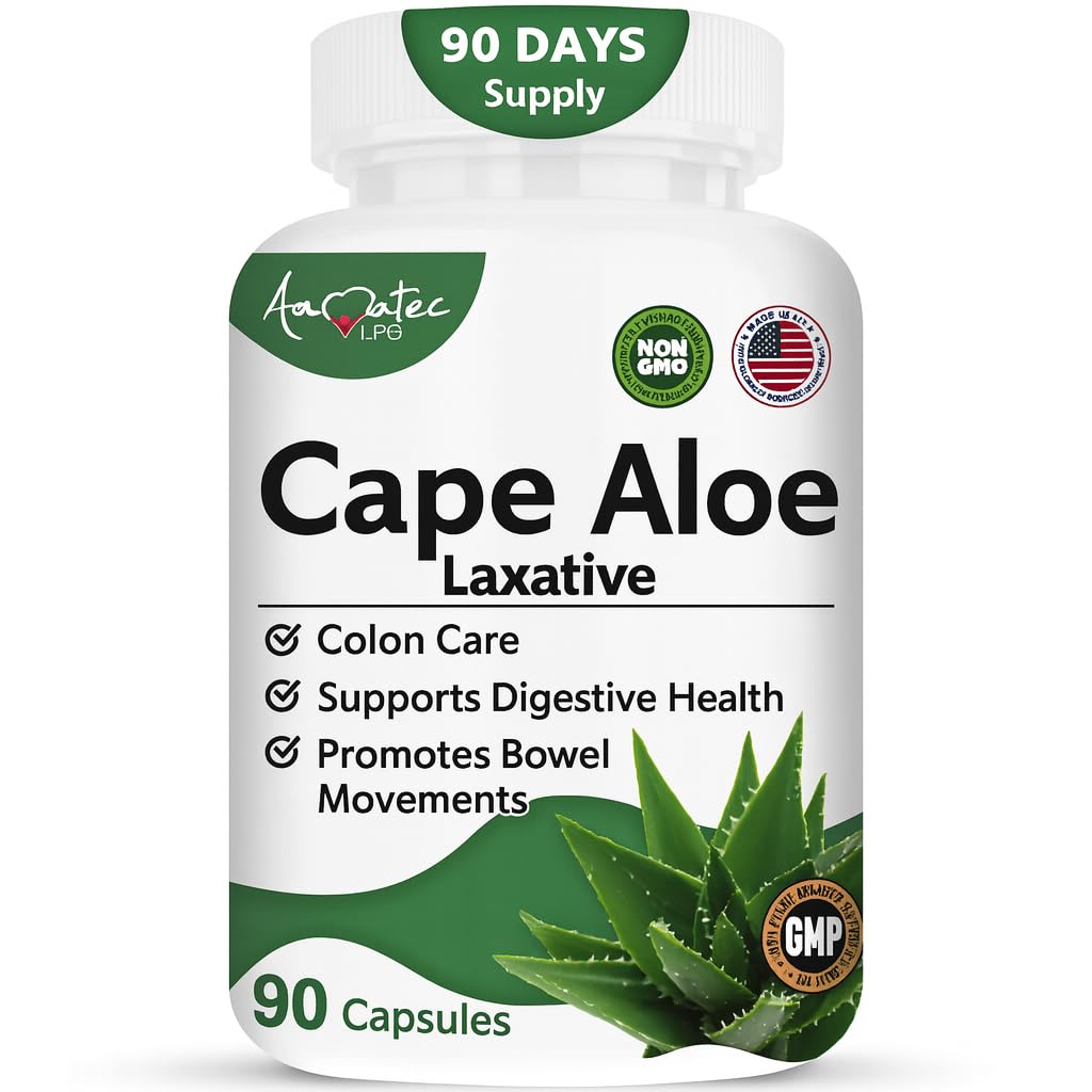 Cape Aloe Natural Laxative Supplemen- Penangguhan Konstisasi-Regulate Bowel - All- Natural Herbal Detoxing - Wight Management Supplications-Diffic Bantuan Persediaan Diet - 90 Caps- Non-GMO