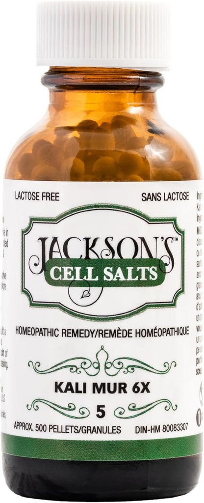 Jackson # 5 Cell Salt Kali mur 6X (500 Pellet Bottle) - Vegan bersertifikat, Lactose- Free Schuessler Tease Salt Kali Muriaticum 6X