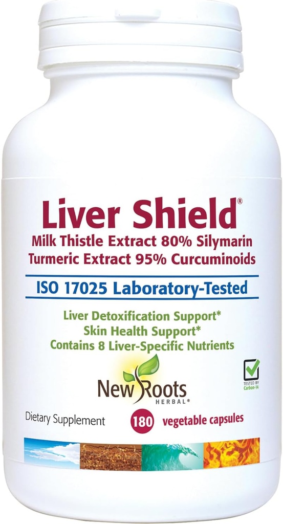 NEW ROOTS HERBAL Liver Cleanse Detox & Reparts Suplement, 8-in- 1 Formula of Milk Thistle, Curcumin, Artichoke, Dandelion, Red Beet, Radish, Schizandra, Fatty Liver Dukungan (180 Capsules)
