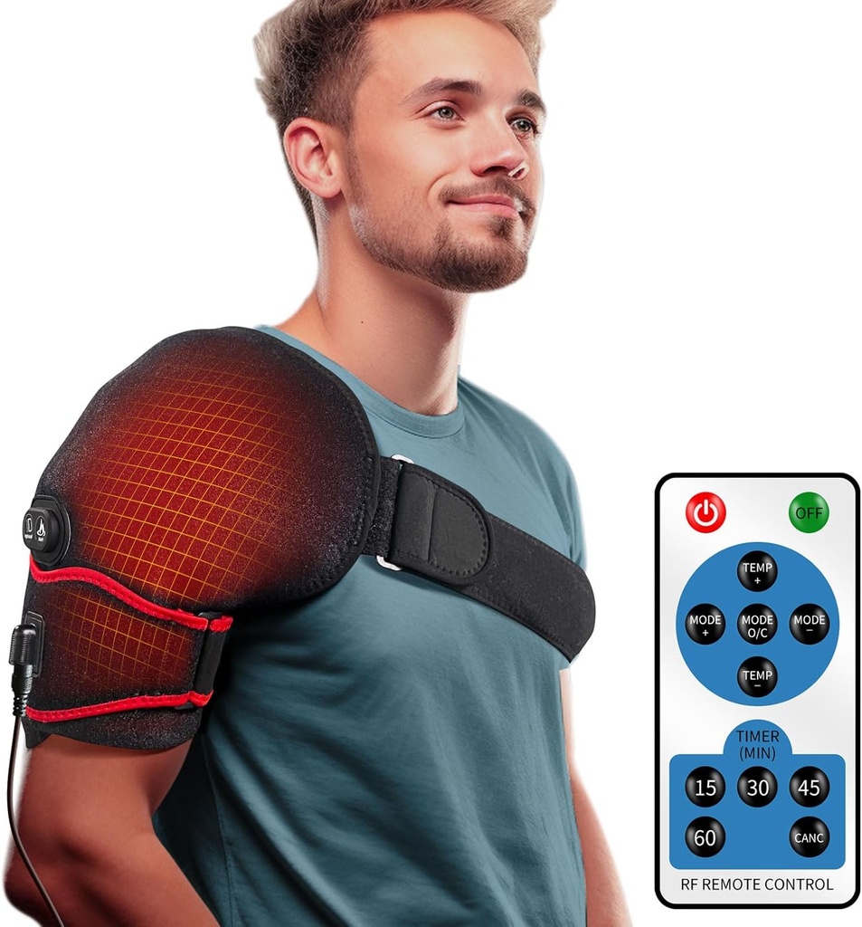 Sticro Shoulder Heating Pad Massager untuk Relief Pain, Massage Vibration Heated Cold Braces untuk Left Right Frozen Shoulder, Rotator Cuff Injury, Arthritis untuk Perempuan Pria - XL / XXXL