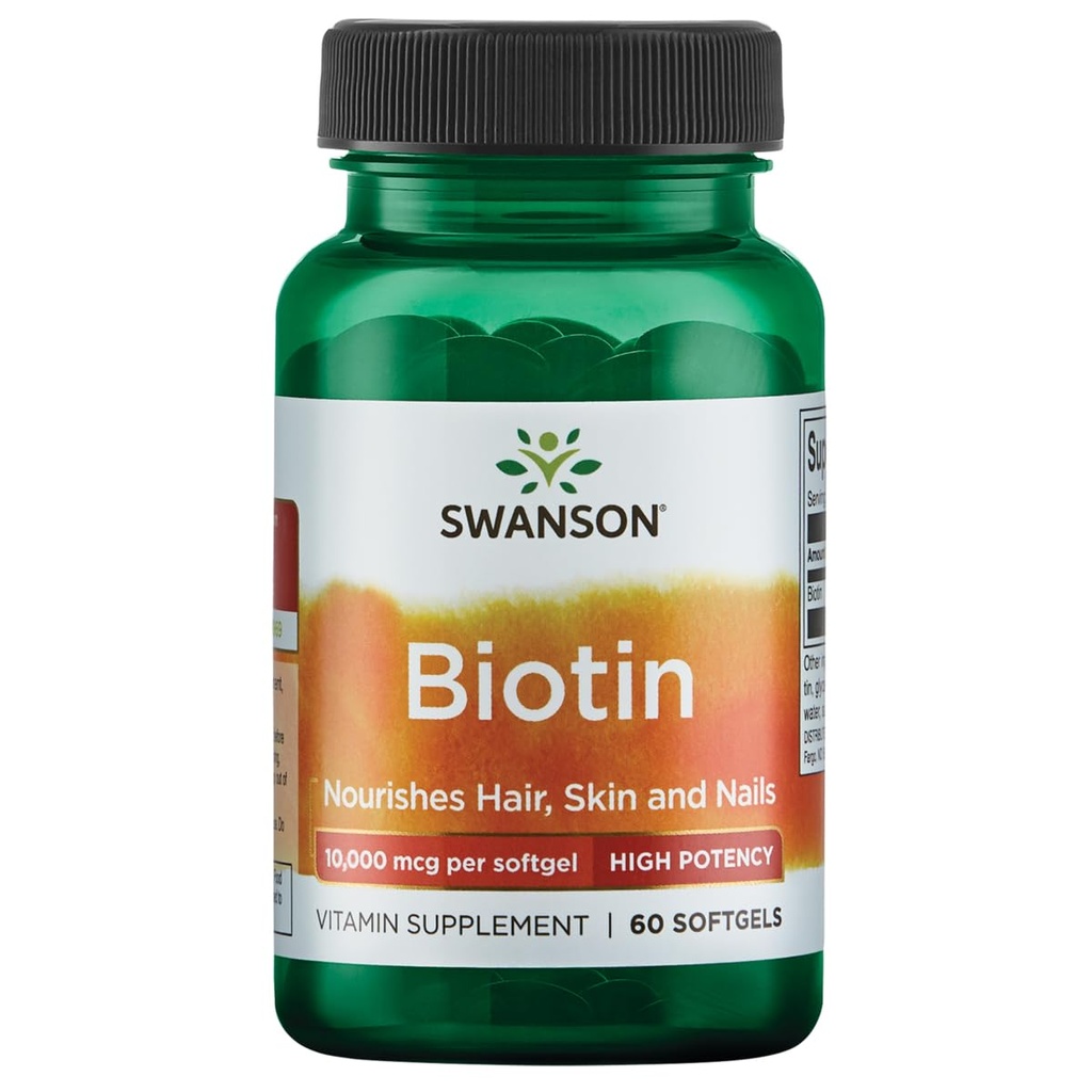 Swanson Super Kekuatan Biotin Vitamin 10.000 mcg 60 Sgels