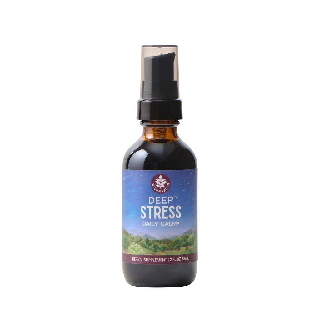 WishGarden Herbs Deep Stress dengan Ashwagandha - Plant-Based Cair Herbal Adrenal Support with Ashwagandha Root dan Powerhouse Adaptogens for Stress Relief, Fast-Acting Stress Tincture, 2oz