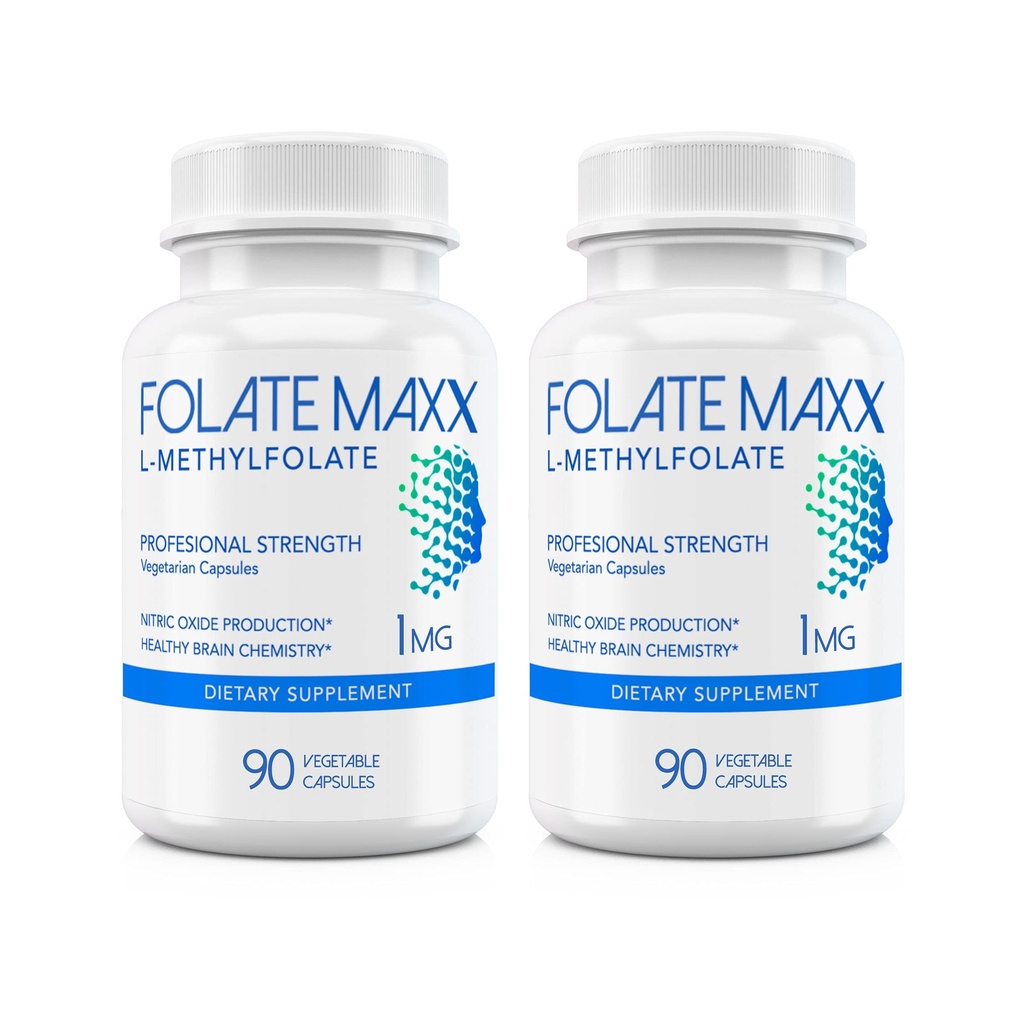 Tambahan L-Methylfolate (1mg) - Kekuatan Profesional dengan Optimined Bioactive Methyfolat - 5 MTHF - Nun-GMO, Gluten Free, Soy Free, GMP - 180 Vegetarian Unflagranted Capsules
