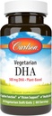 Carlson - Vegetarian DHA, 500 mg DHA, Plant Based, Sumpably Softgels dari Alga, Dukungan Otak, Kesehatan Mood, 60 Softgel