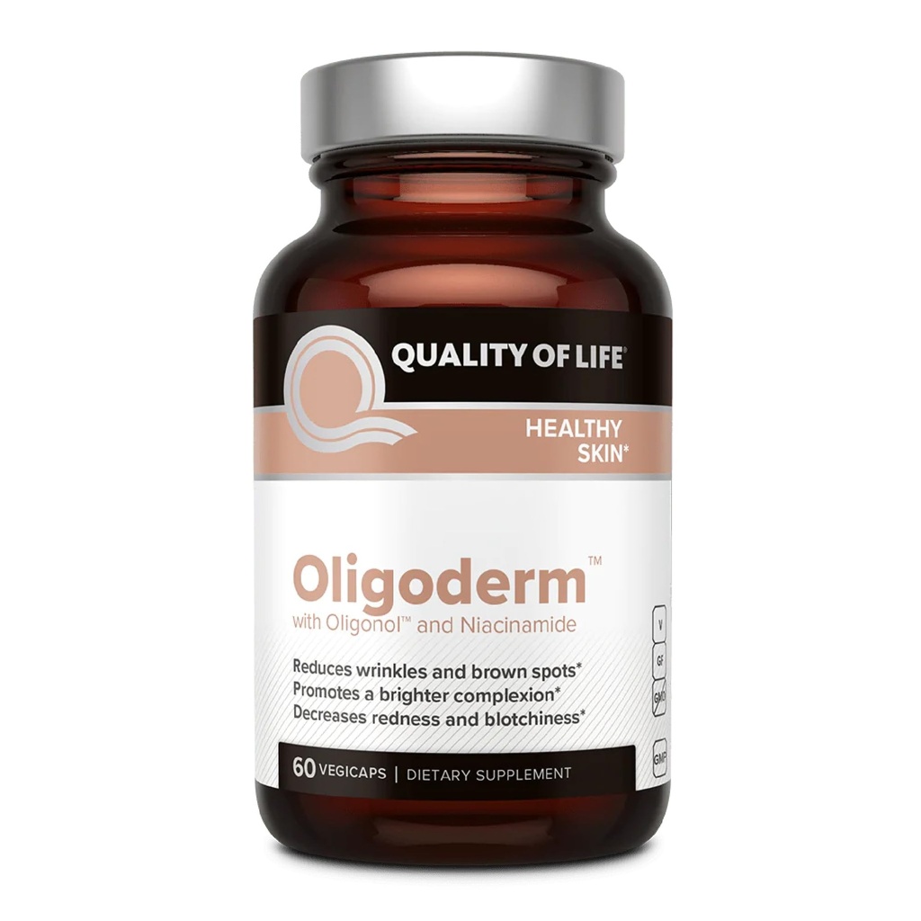 Kualitas Hidup Oligoderm, Premium Skin Suplemen Dukungan Menampilkan Oligonol dan Niacinamide - 60 Kapsul