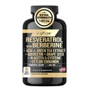 Suplemen Resveratrol dengan Ekstrak Teh Hijau Berberine, Cinnamon Ceylon, Benih Grape & Quercetin1000mg Quercetin, N Acetyl cysteine, Acai 124; 100% Natural, Max Strength Quertin1000mg, dibuat di Amerika Serikat