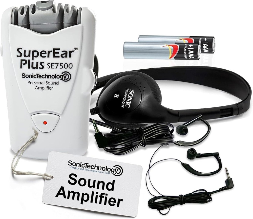 Model SuperEar SE7500 untuk Senior - Mendengar Amplifier untuk Senior & Elderly, Super Ear Personal Sound Amplifier, Amplifier Suara Mendengarkan Perangkat dan Aksesoris Audio dalam 50dB Ambient Sounds Bearing