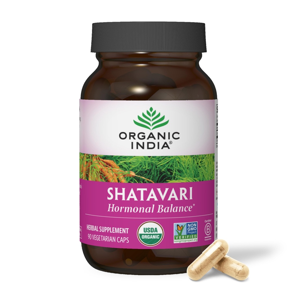 ORGANIC INDIA Shatavari Kapsul - Herbal Suplemen, Support Hormonal Saldo, Imune System Support, Vegan, Gluten- Free, USDA Organik, Support Reproduktif Kesehatan - 90 Kapsul