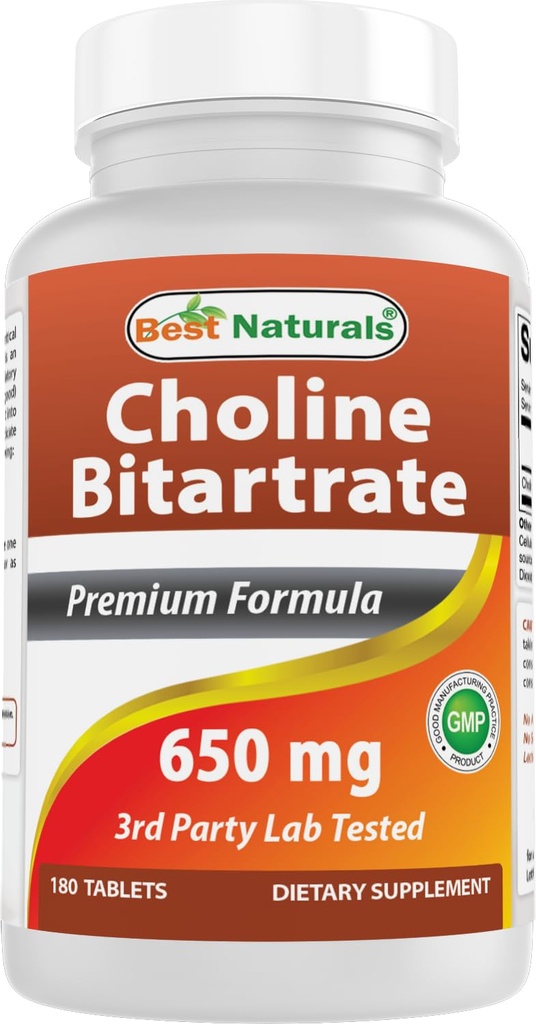 Terbaik Choline Bitartch 650 mg (Non- GMO) untuk Cognitive Healthy Brain Fungsi 180 tablet