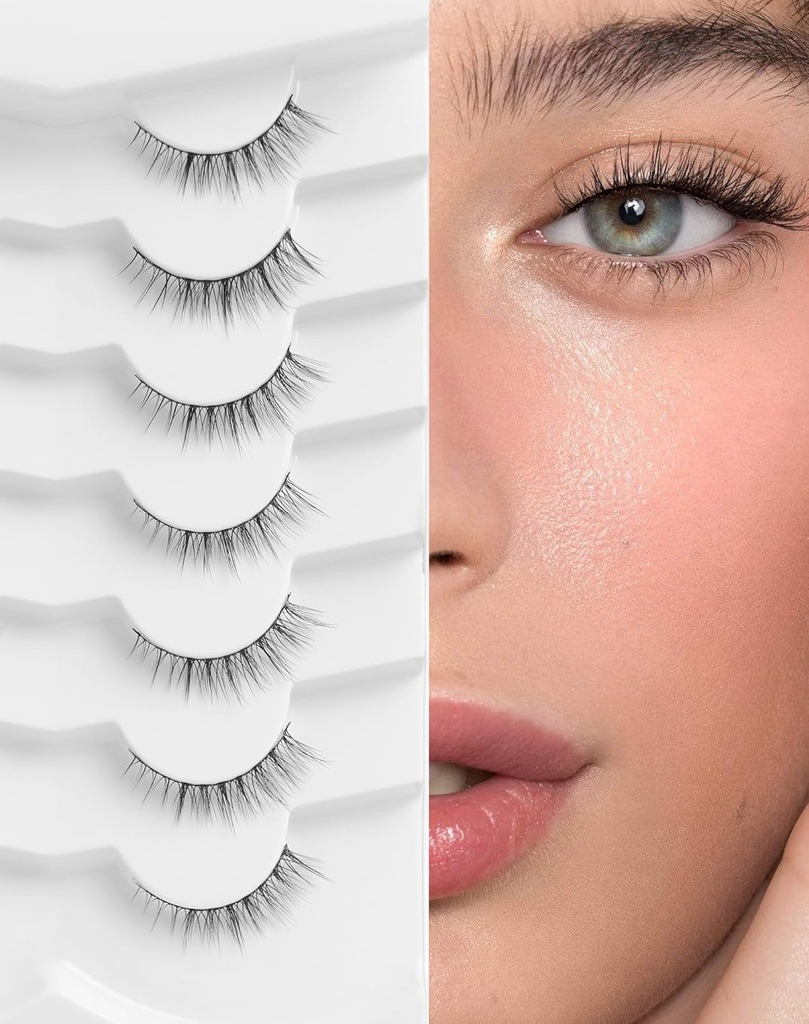 Alami Lass Alami Eyelains Pendek Alami Lihat Mata Palsu Menyapu Mata 10mm Lash Kecil Palsu Lashes K50