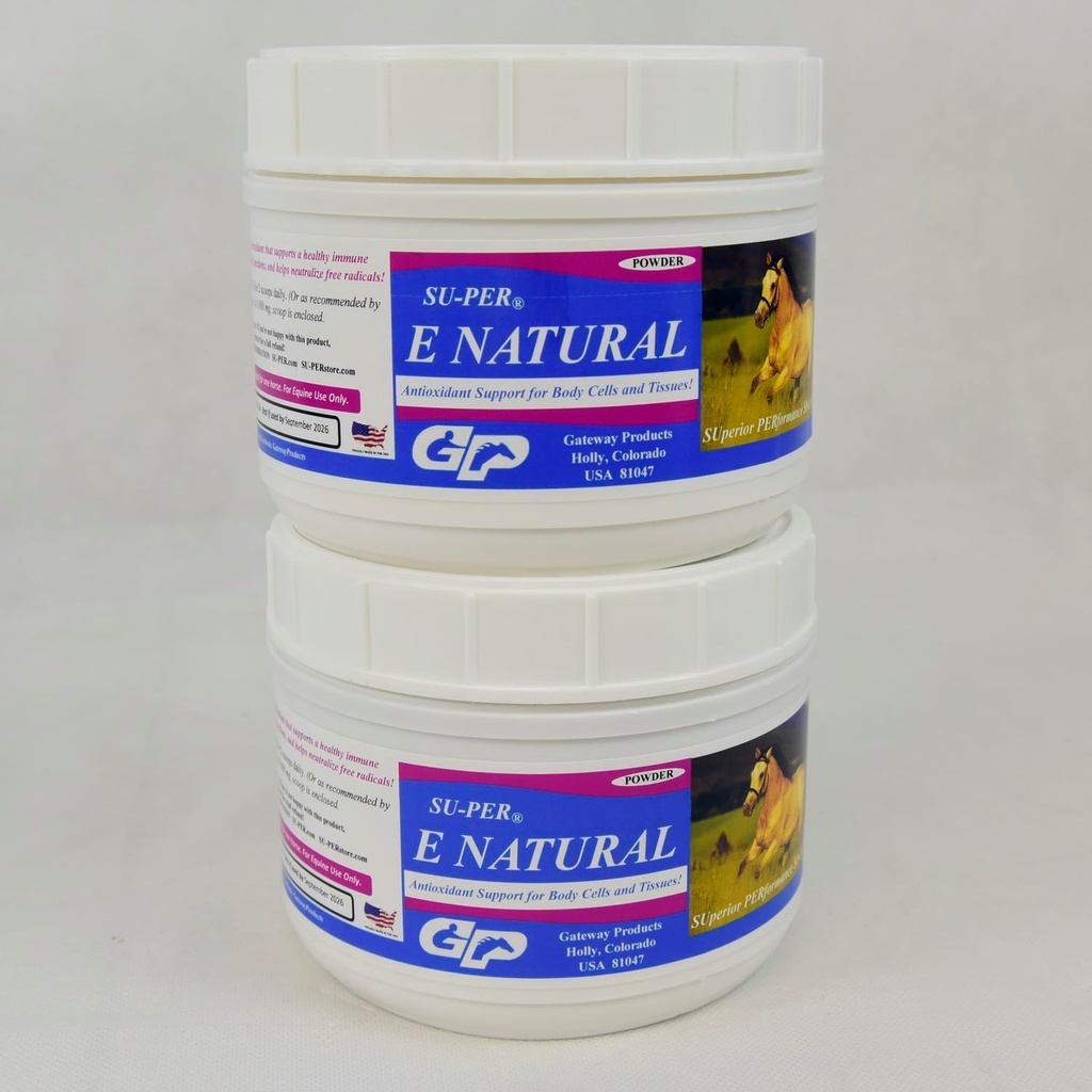 SU-PER E Natural Horse Vitamin E Suplemen - Terkonsentrasi Vitamin E Tambahan untuk Kuda Performance - 1 Pound, (2 Pack)