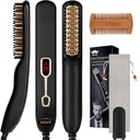 VOVO Straightener Comb Upgrade Profesional 2 dalam 1 Men 's Beard Straightening Tatanan Rambut Straightening Brush Portable Anti- Burn 6 Temperatur Adjustable dengan LED Tampilan untuk Rumah dan Perjalanan