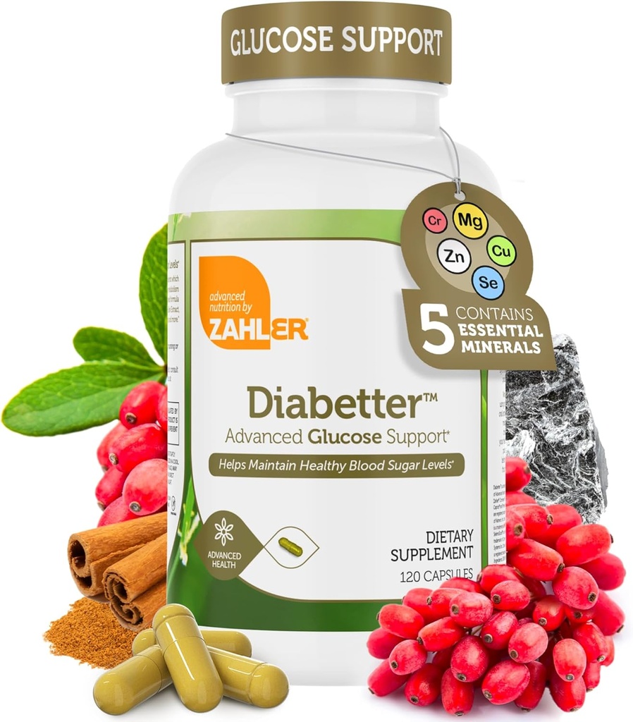 Zahler Diabetter, Advanced Glude Support Supplemen dengan Cinnamon, Cerdened Kosher, 180 Kapsul