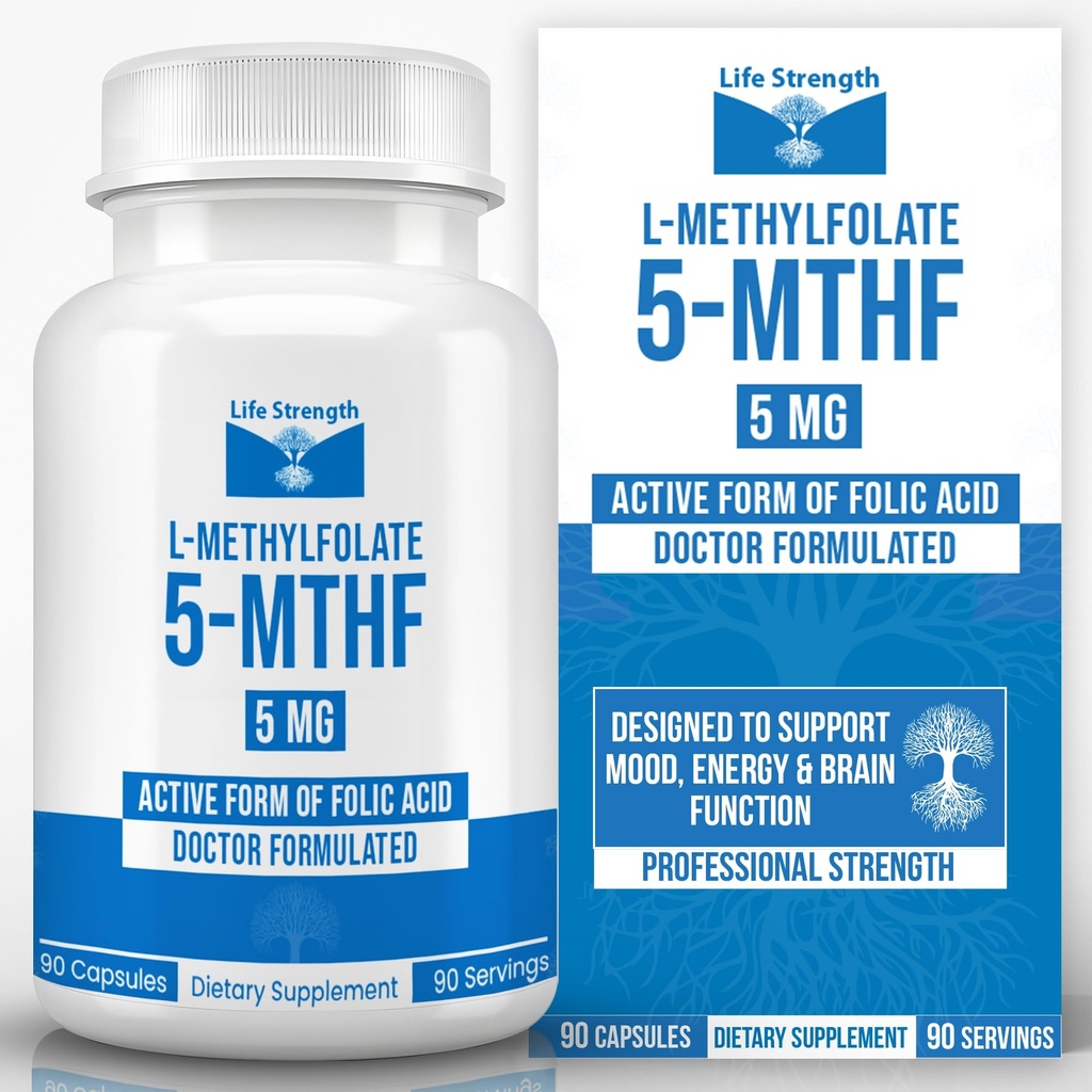 L-Methylfolat 5 MG, Optimined & SANGAT Bioactive Methyl Folate, 5- MTHF Suplement for Mood and Imune Dupport, Natural Diet Supplemen, Non-GMO & Gluten- Free, 90 Capsules