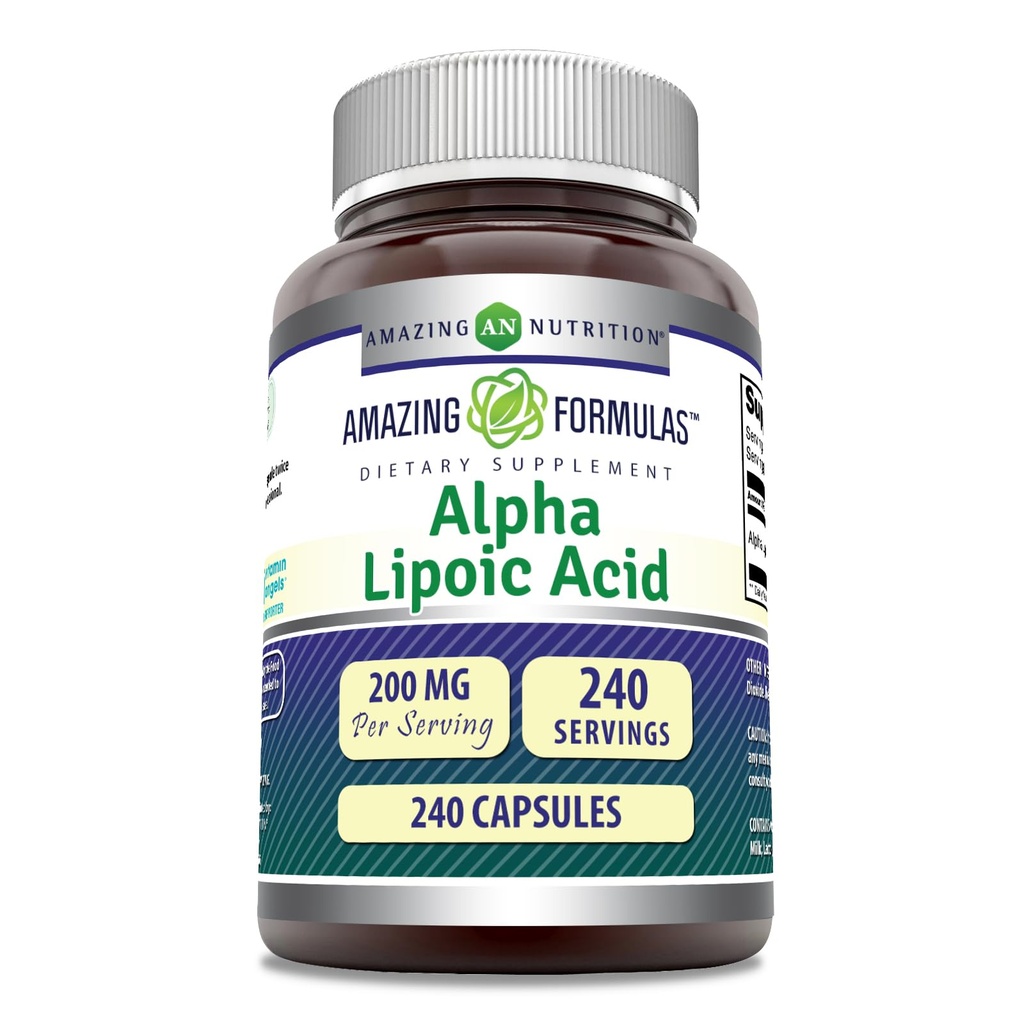 Amazing Formula Alpha Lipoic Acid 124; 200 Mg Suplement 12.4; Capsules 12.4; Non-GMO 124- Gluten- Free 124; Dibuat di USA (1 Pack, 240 Count)