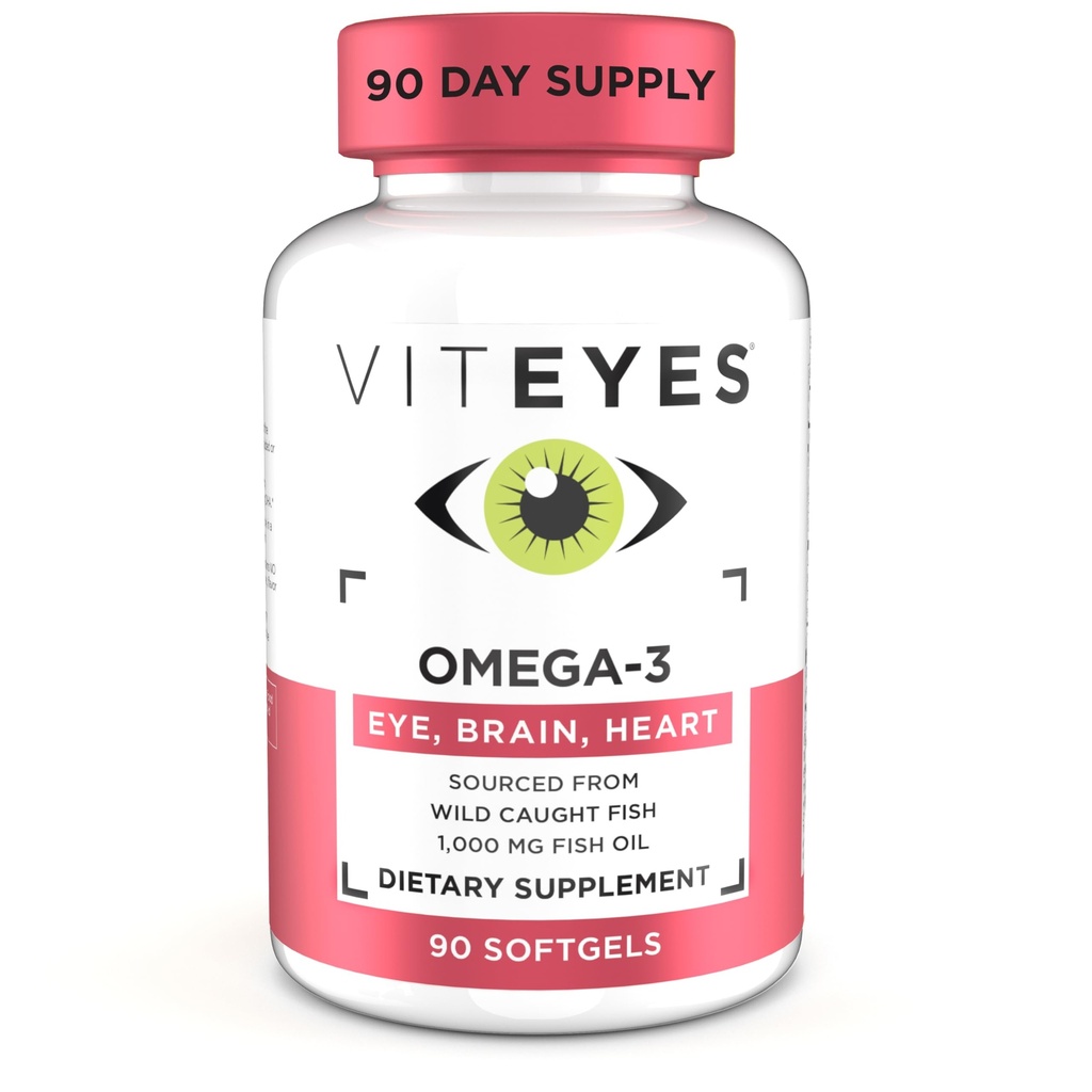 Viteyes Omega-3 Vision Health Supplement, EPA & DHA Rich Dietary Suftgels, 90