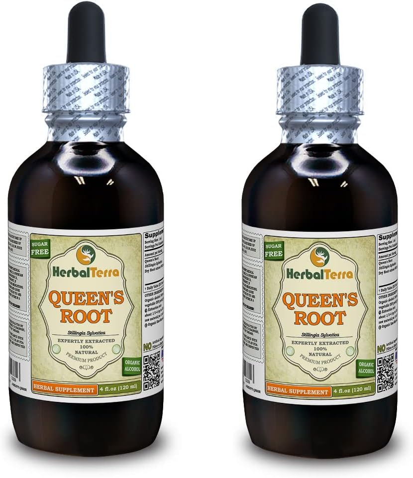 Root Ratu (Stillingia Sylvatica) Pengaruh, Ekstrak Roots Roots Kering (Nama Merek: HerbalTerra, Dibuat di USA) 2x4 f.oz (2x120 ml)