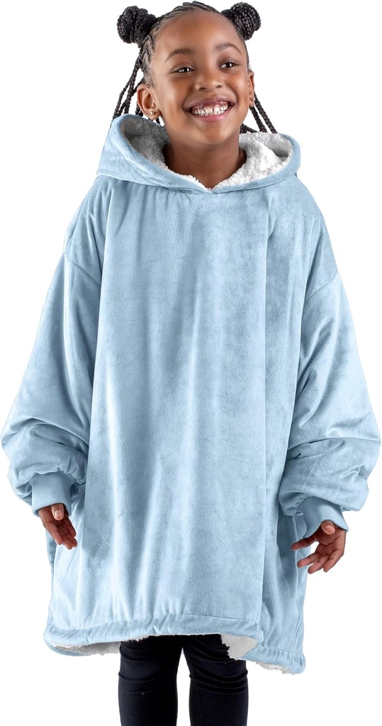 Bare Home Wearable Blanket Hoodie - Soft Plush Sherpa - Hangat dan Kozy - Blanket Wearable - Dewasa & Kid