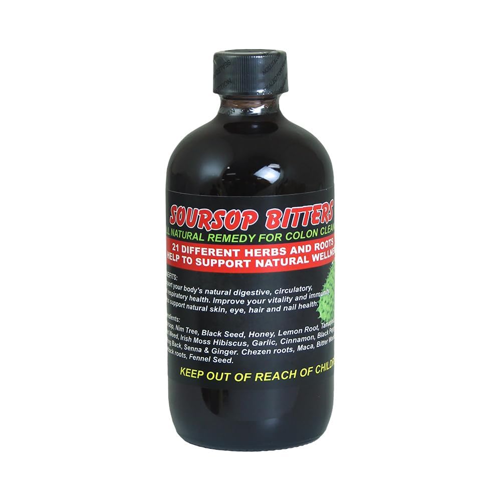 Soursop Bitters generik -8oz - Dukungan Imune - Soursop Bitter Natural dengan Ekstraksi Botani