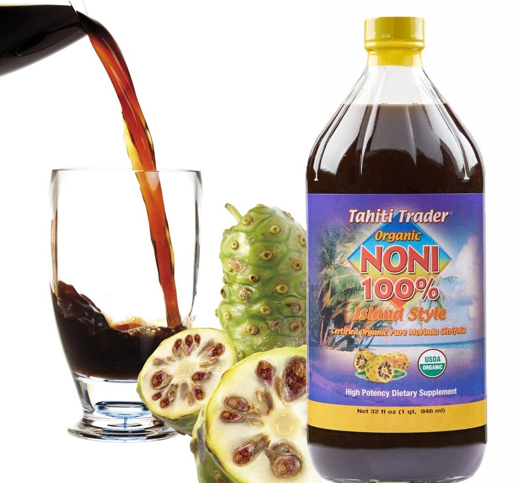 Tahiti Trader Island Style High Potency Noni Juice Pure Noni Fruit Fermentasi untuk Vinegar - Organic Antioxidant SuperFood Support Energy & Body Health - (32oz, 1 Pack)