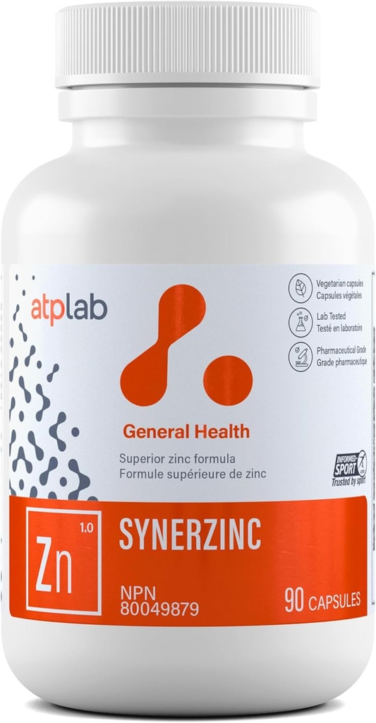 ATP LAB Synerzinc 90 caps - Vegan Zinc Suplemen untuk Pria dan Wanita - Zinc Mineral Suplemen - Sehat Skin - Zinc Vitamin untuk Dewasa