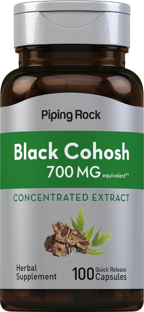 Piping Rock Black Cohosh Root Extract 124; 700 mg 124; 100 Capsules 12.4; konsentrasi 124; Non-GMO, Gluten Free Suplemen